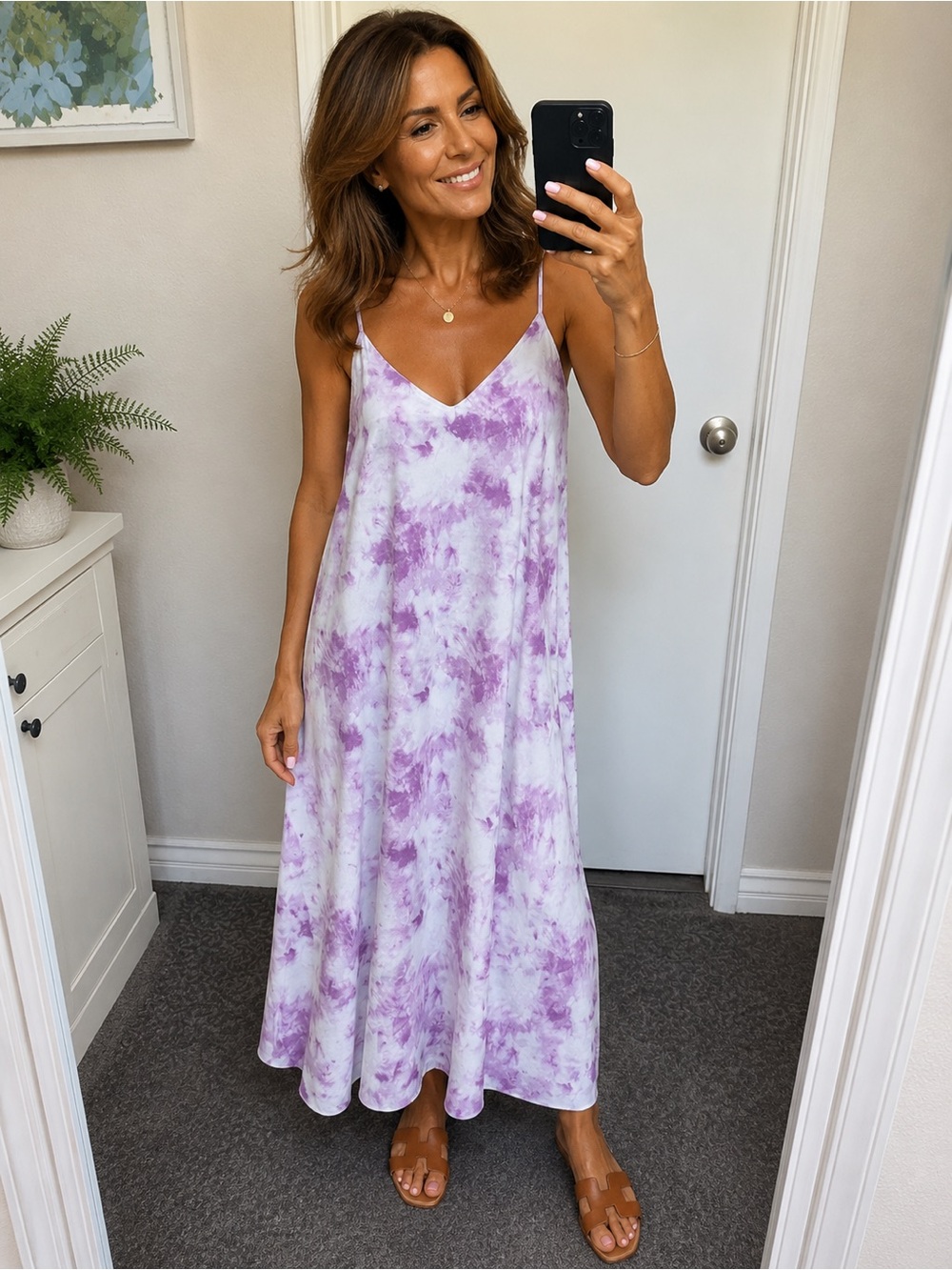 Double Zero Lavender Tie-Dye Spaghetti Strap Maxi Dress